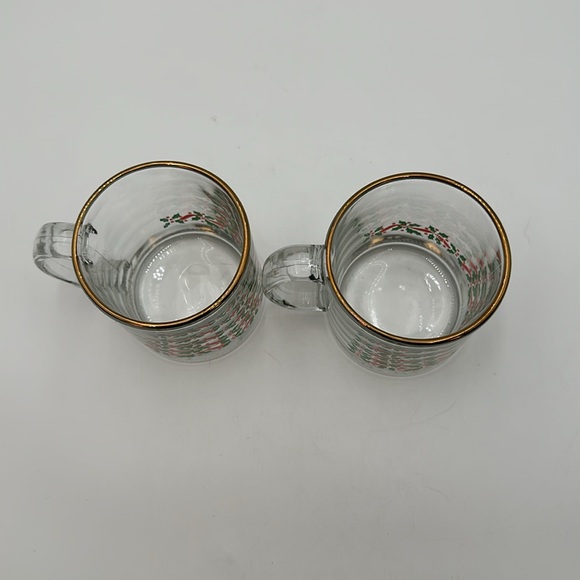 Libbey Glass Coffee Mugs Christmas Holly & Ribbon set of 2 - Picture 6 of 16